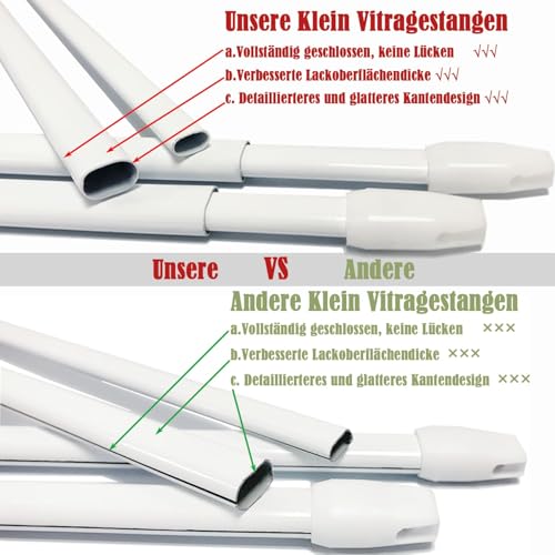 2 Stücks Gardinenstange Ausziehbar, Genster gardinenstange, für Store, Schrank, Fenster, Küche, DIY-Projekte (31-50CM,Schwarz)