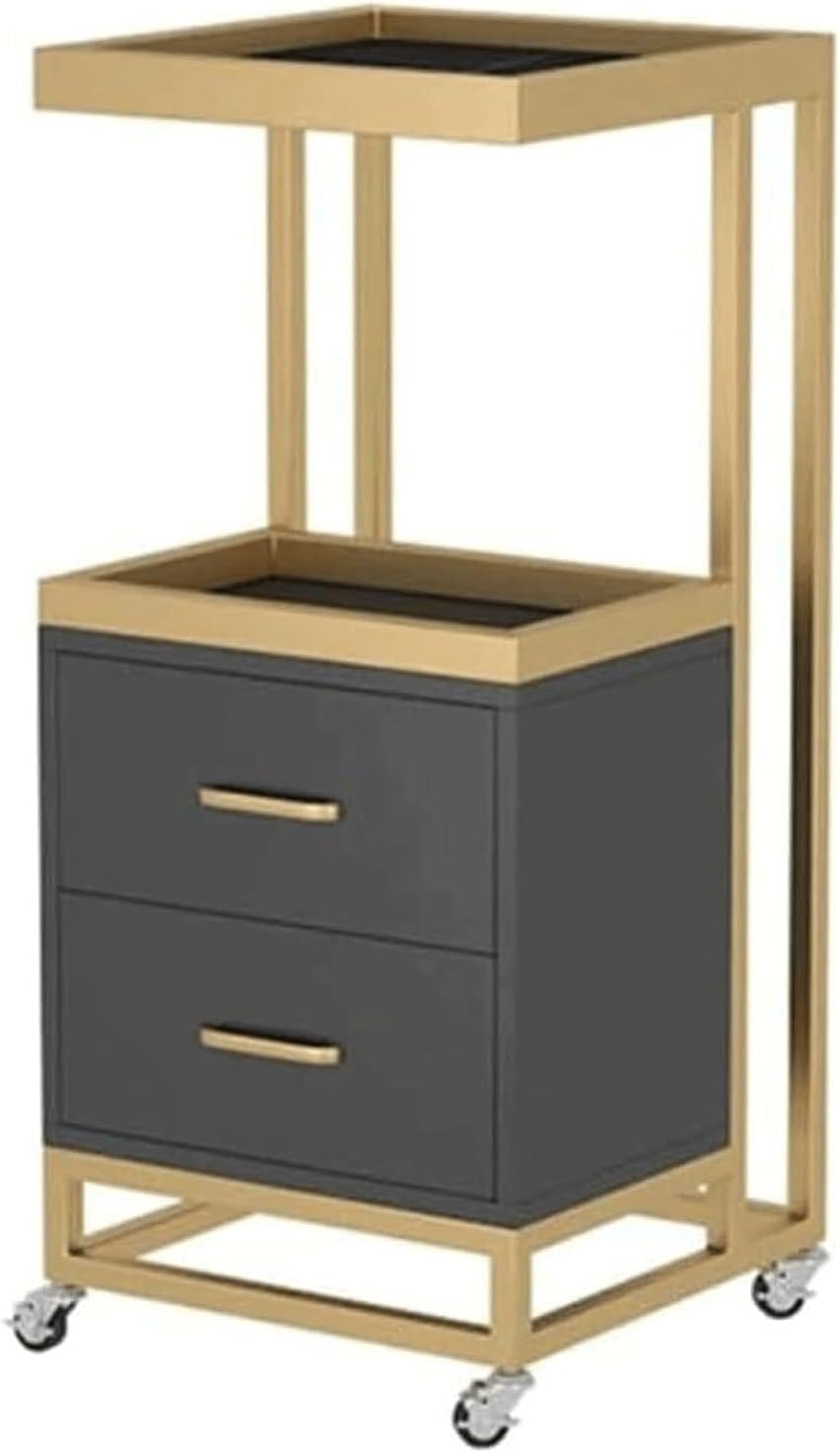 VUIKLCty Salon Trolley Metal Salon Rolling Cart With 2 Drawers Storage Utility Cart Instrument Tray Salon Cart Beauty Trolley Cart(F)