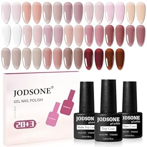 JODSONE 23PCS Gel Nail Polish Set 20 translucent Jelly Color Natural and Elegant Long Lasting Suitable for Home and Salon