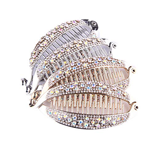 Hair Claws Clip Fish Shape Banana Barrettes Hairpins Hair Accessories For Women DIY Craft (Gold+Silver 4pcs)