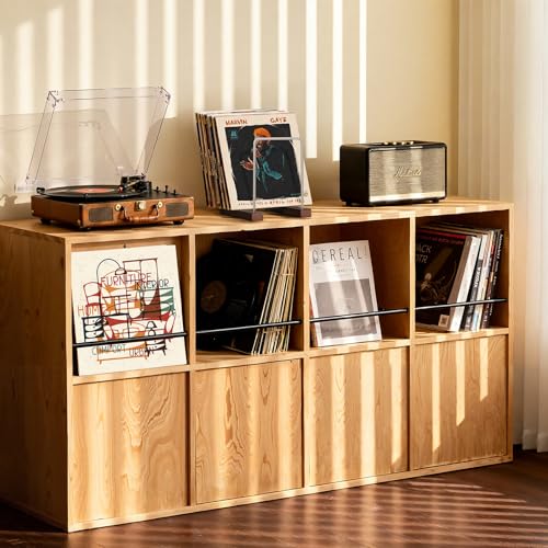 Image of Vinyl Record Storage Holder for 35 LPs, Solid Hardwood Record Stand, Album Rack Organizer, LP Storage & Magazine Holder, Gift for Music Lovers