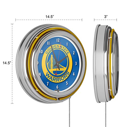 Golden State Warriors Nba Chrome Double Ring Neon Clock #TOP2