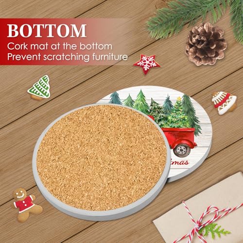 Dessous de verre de Noël camion rouge support métal tapis de table liège - 4
