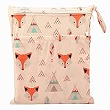 Wet Dry Bag Baby Cloth Diaper Nappy Bag Reusable with Two Zippered Pockets (Baby Fox)