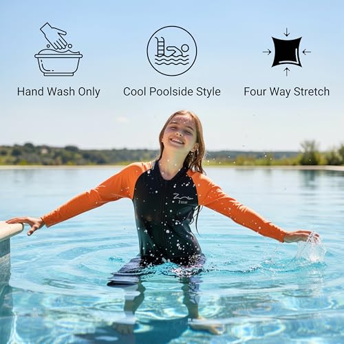 Image of ZIUM Girls 4 Way Lycra Swimsuit Cum Diving Suit with Print & Plain Options