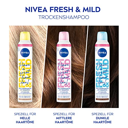 NIVEA Trockenshampoo Fresh & Mild (200 ml), extra mildes Trockenshampoo Spray für helle Haartöne mit angenehmem Duft, Trockenhaarshampoo für sofortige Frische (Packung mit 2)