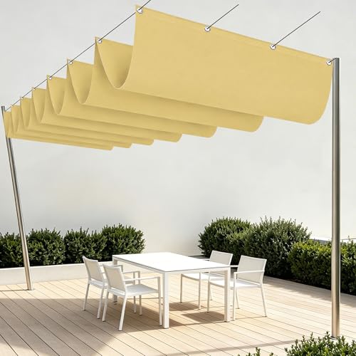 Toile d'ombrage rétractable vague haut de gamme couleur sable