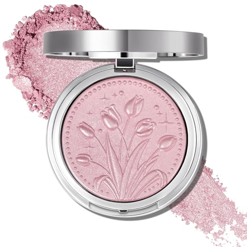 UCANBE Sparkle Bomb Baked Highlighter, Powder Highlighter Makeup, High Glossy Illuminator Palette for Face & Body, Weightless and Buildable (02 Moonlight)
