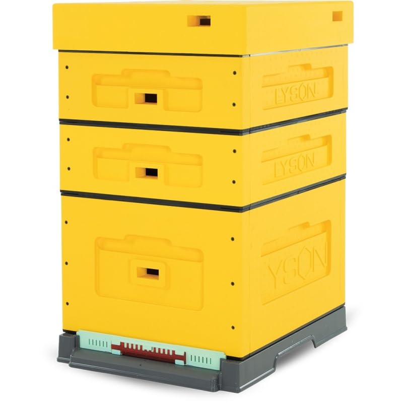 LYSON Bienenbeute Styropor Dadantbeute Dadant Beute OPTIMA Bienenstock-Set (GELB) für die Selbstmontage (Passende Rahmen:47×43,5x30cm;47×43,5x14,5cm)