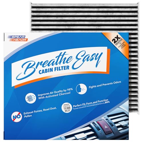 Image of Spearhead Odor Defense Breathe Easy AC & Heater Cabin Filter | Fits 2012-2019 Fiat 500 Like OEM | Up to 25% Longer Lasting w /Activated Carbon (BE-924)