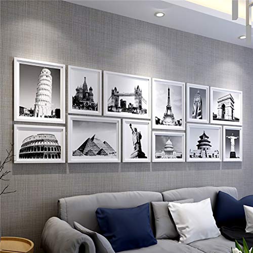 WENLI Puzzles Rompecabezas Múltiples Imágenes De Fotos Marcos De Pared Set 12 PCS Casa Deco Collage Gallery Pared Kit Fotos Foto Marcos Pared De La Galería del Kit, 6 Colores (Color : D) Cover