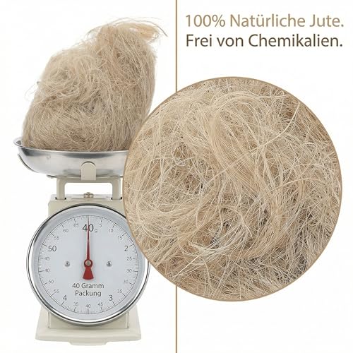 HEMOTON 40g Nistmaterial für Vögel & Wildvögel, 100% Natürliche Jutefasern für Vogelnest, Weiches Nistzeug für Kanarienvögel, Papageien & Kleintiere, Nestbau Fasern für Nistkasten