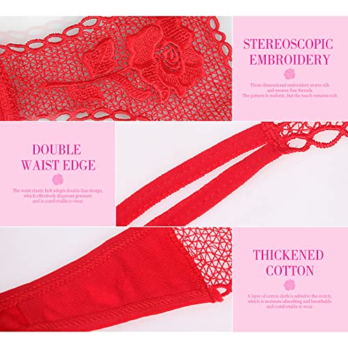 Gifts For Her 1Pc Women Sexy Rose Flower Lace G-String Briefs Thongs Romantic V-String Panties Free Size #TOP4