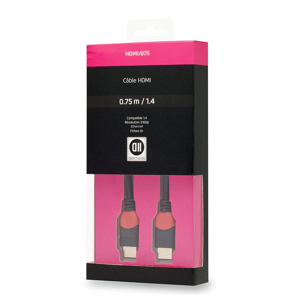 D2 Diffusion d2hdmi 075 Cable HDMI Macho/Macho, 0,75 m, Color Negro