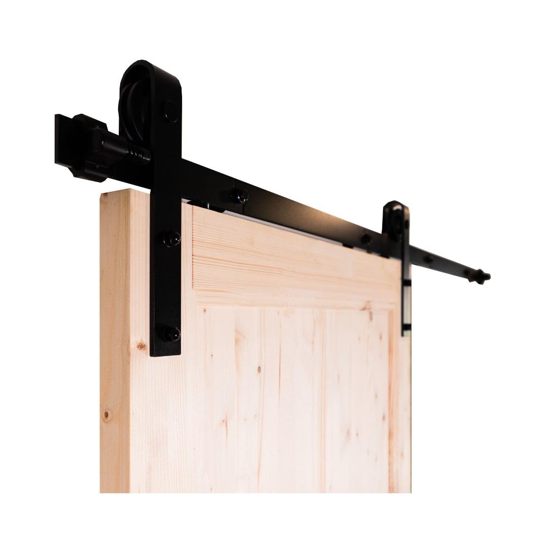 Porta Abete Grezzo Scorrevole Esterno Muro - 210 x 70 - Reversibile - Kit Carrello e Maniglia Incluso