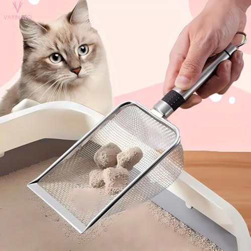 Image of VAYINATO 2 Pcs Cat Head Handle Model Cat Litter Scoop Shovel to Clean Cat Poop and Dog Feaces | Strong Plastic | Easy to Use and Wash | Random Colour by Petzlifeworld