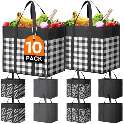 Reusable Grocery Shopping Bags 10 Pack Large Foldable Tote Bags Bulk