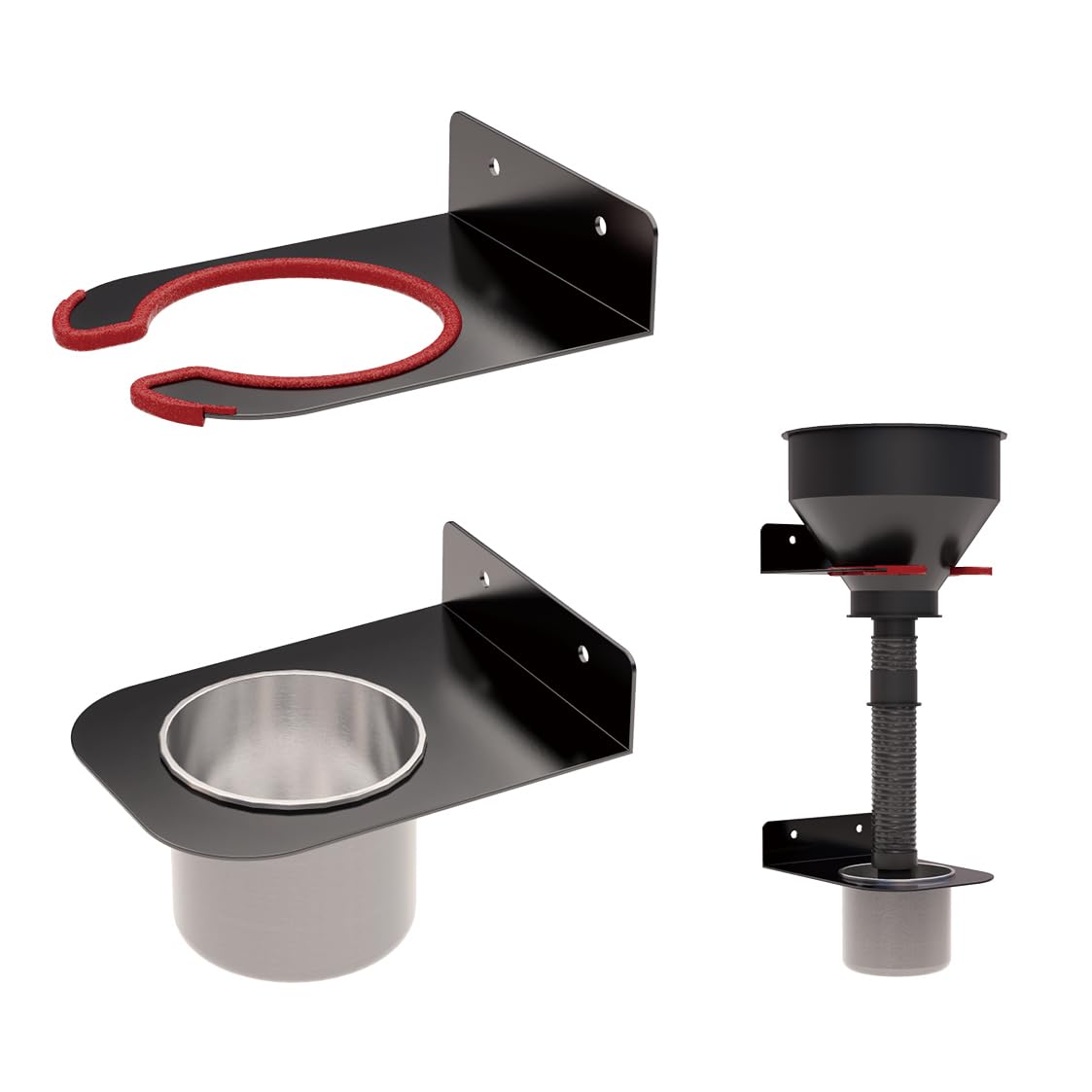 Soporte de embudo de aceite de metal para almacenamiento, altura ajustable en la pared con taza de goteo desmontable, ahorro de espacio para garaje, remolque, cobertizo de herramientas, taller