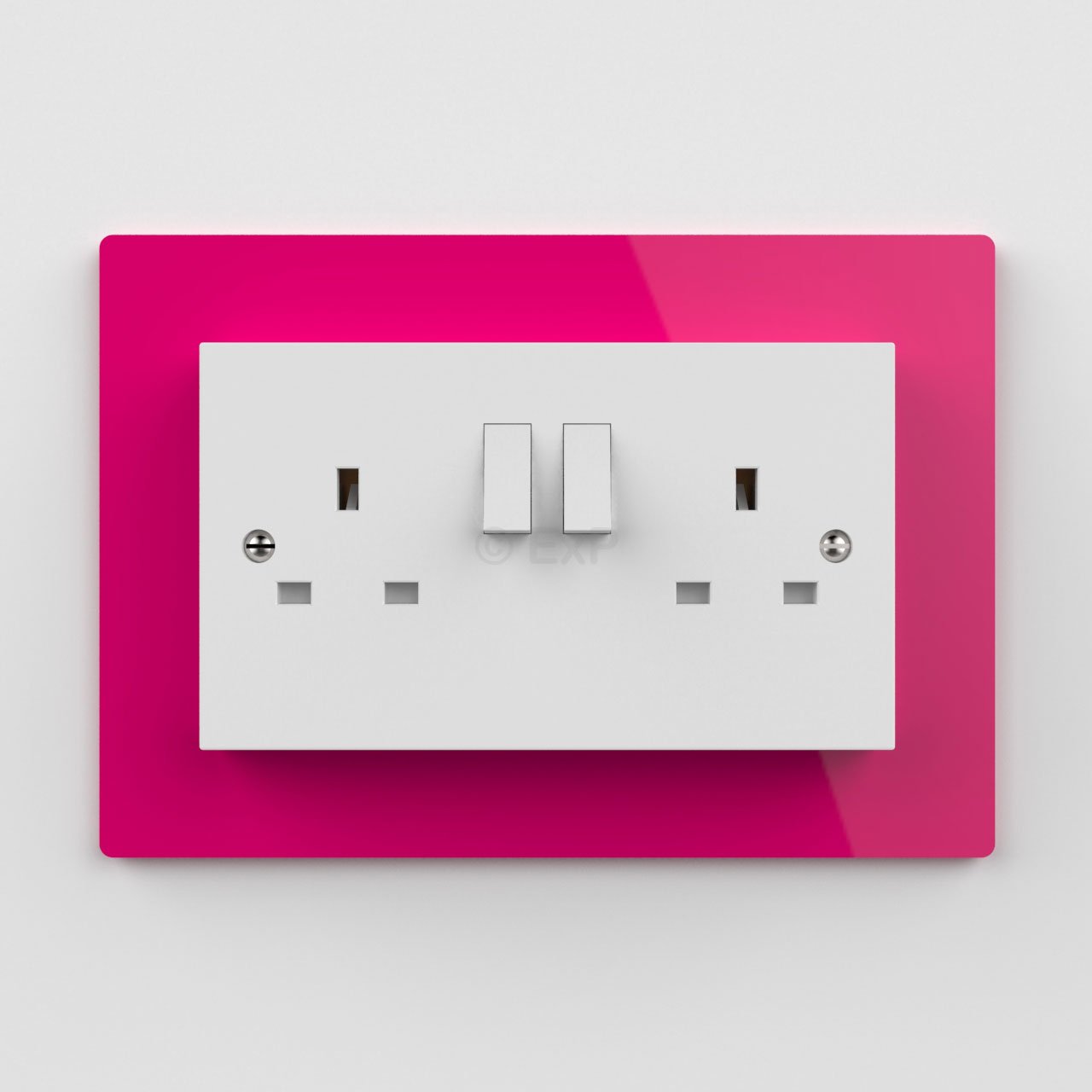 Expression Products Double Light Switch or Plug Socket Back Plate Finger Surround Panel Pink (8 ColoursAvailable) - Free Trolley Token Material Sample Included per Shipment