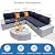 6 Piece Wicker Outdoor Patio Conversation Set | Wicker Outdoor Patio Furniture Set | All-Weather PE Rattan Outdoor Sectional Couch with Glasstop Coffee Table for Backyard, Gazebo, Porch (Gray&Black)