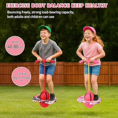 image for Layhit 2 Pcs Pogo Jumper with Handle for Kids Pump Pogo Ball Stick Jum