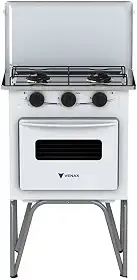 Fogão Portátil 2 Bocas Venax Gemini Tampa de Metal Gas Glp Branco