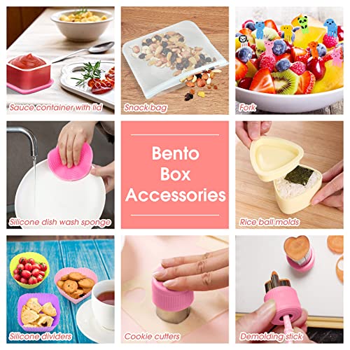Korlon 30 Pcs Bento Lunch Box For Kids, 1300Ml 4 Compartment Lunch Box Kids, Leakproof Lunch Containers For Adults With Various Accessories For Carrying Meals #TOP4