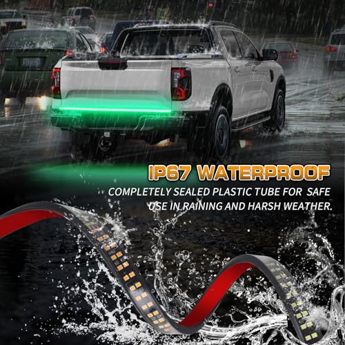Image of XRIDONSEN 48 inch 288 LED Tailgate Strobe Lights Green Emergency Lights