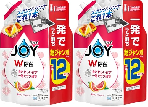 ジョイ W除菌 食器用洗剤 贅沢グレープフルーツの香り 詰め替え 1550mL [大容量] (× 2)の商品画像（Amazon）