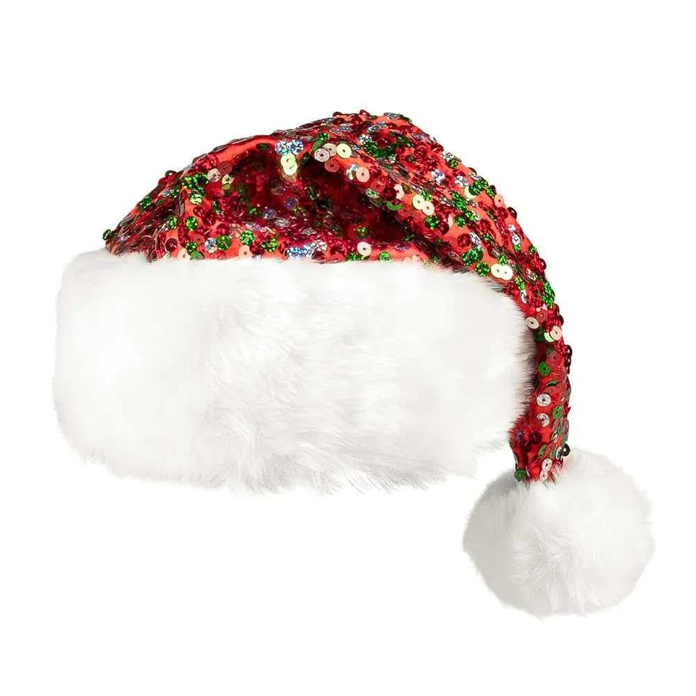 Boland Weihnachtsmütze Mit Pailletten – Sparkling Zipfelmütze Mit Bommel | Für Nikolaus & Weihnachtsfeiern