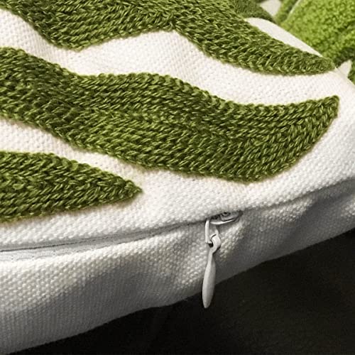 Mulzeart Cotton Embroidery Tropical Green Leaf Palm Pattern Throw Pillow Covers, Woven Comfy Decorative Pillows Covers Cushion Case For Couch Sofa Bedroom Car, Pillow Case Only(12 X 20 Inch) #TOP3