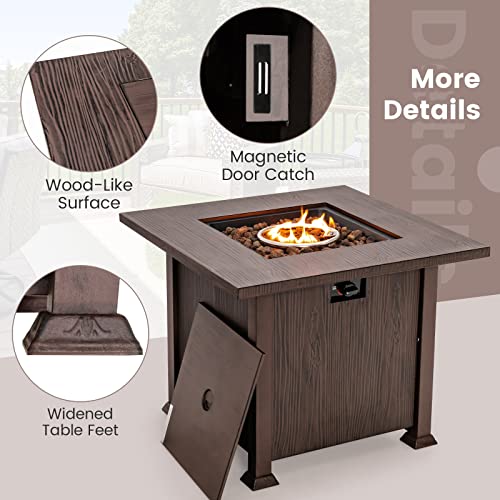 Giantex Gas Fire Pits For Outside - 32” Patio Fire Table, Propane Table With Lid, Lava Rocks, Metal Frame, Pvc Protective Cover, Csa Certification, 50,000 Btu Firepit Table For Poolside, Backyard #TOP6