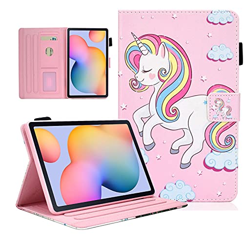 KEROM Samsung Galaxy Tab S6 Lite Hülle 10.4 Zoll 2020 (SM-P610/P615), Galaxy Tab S6 Lite Hülle, PU Leder Schutzhülle mit Stand, Smart Cover für Samsung Tab S6 Lite Hülle, Einhorn Cover