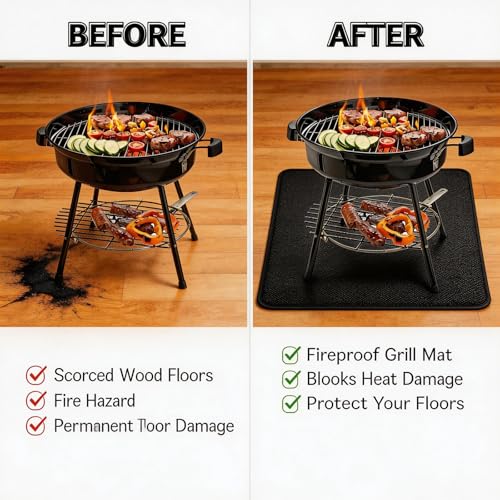 Large 48x30 in Under Grill Mat for Outdoor Grill,Double-Sided Fireproof Pad by Generic - Used condition - Image 2