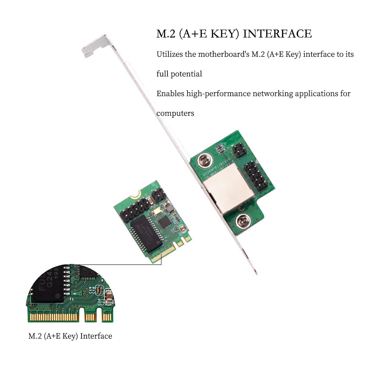 Adapter M.2 (Key A+E) na RJ45 Gigabit Ethernet 1000 Mb/s przewodowa karta sieciowa, kontroler PCIe NGFF 2230 LAN z funkcją Wake-on-LAN, kompatybilny z Windows/Linux/Mac OS