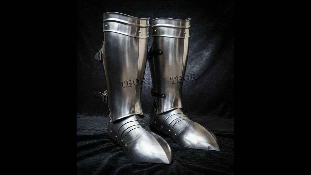 THOR INSTRUMENTS Medieval Knights Functional Armor Graves Leg & Shoes 18g Steel Rustic Vintage Home Decor