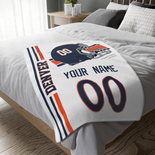 Image of Denver Throw Blanket Custom Name and Number Personalized Gifts for Men and Women