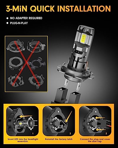 Image of FORENNER 2026 NEW H7 /H7LL Bulbs, 1400% 100000LM Brightness 6500K Cool White Upgraded, CANBUS Ready No Adapter Needed, True 1:1 Mini Fit, 10 Year+ Lifespan, pack of 2