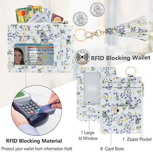 Image of KNGITRYI Small Wristlet Wallets for Women RFID Credit Card Holder Wallet Keychain Wristlet Wallet Credit Card Wallets for Women (butterfly)