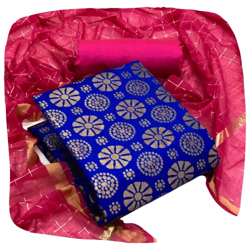 Women's Banarasi Silk Unstitched Salwar Suit Dress Material With Dupatta