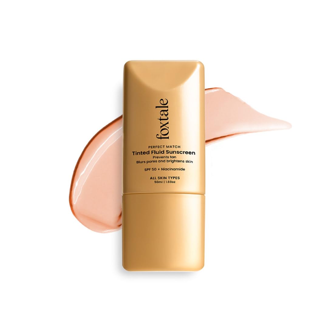 Foxtale SPF 50 Tinted Sunscreen PA++++ - Nude | Niacinamide & Vitamin E | UVA/UVB Protection + BB Cream + Foundation in 1 | Blurs Pores, Evens Tone, Non-Oily Glow | Suitable for All Skin Types | 50ml-image-36