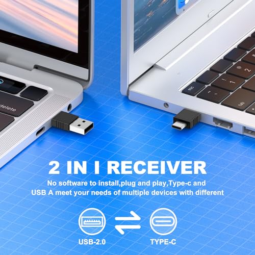 DinoFire Apresentador sem fio USB tipo C Clicker de apresentação remota, controle de volume PowerPoi