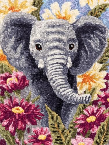 DIY Latch Hook Rug Kit Elephant portrait image