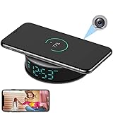 Cargador de cámara ilidden: la tecnología de carga inalámbrica incorporada permite que el reloj de la cámara de espía funcione perfectamente con iPhone (solo compatible con iPhone debajo de iOS 14), y cualquier teléfono inalámbrico QI Android.