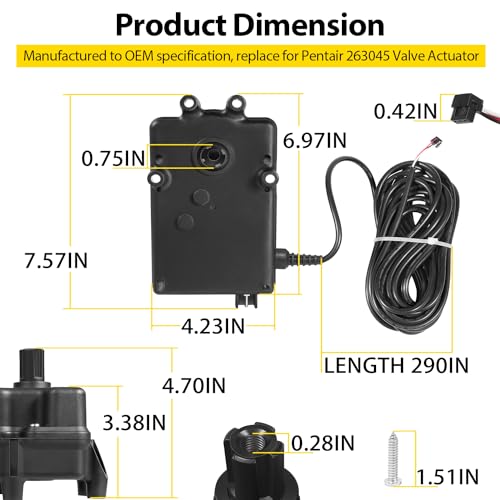 CVA-24T Valve Actuator 3-Port CVA-24T Valve Actuator Compatible with All 24VAC Control Systems, Replacement for Pentair 263045 Valve Actuator, 24 Volt AC, 180 Degree Rotation, 3-Wire, 25-Feet - Thumbnail 6