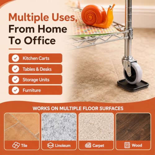 Image of Serplex 2.5 inch Square Reusable Carpet Bottom Furniture Caster Cups, 8Pcs | Furniture Pads Soft Buffer between Furniture and Floors, Effectively Prevent Scratches Dents for Office Chairs Desks