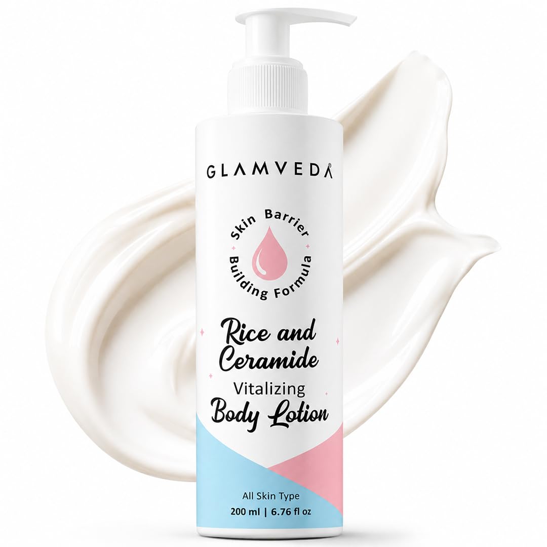 Glamveda Rice & Ceramide Glass Skin Body Lotion Moisturizer 200ml | 24Hr Hydrating Deep Nourishment Moisture for Dry Skin | Non Greasy, Lightweight | For Glowing, Soft, Radiant & Repair Skin Barrier-image-47