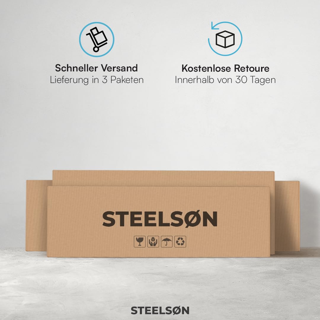STEELSØN Novara Gerätehaus – Gartenschuppen mit Satteldach & Fenster – Gartenhaus 210x134x182 cm (HxTxB) – Geräteschuppen aus Kunststoff in Grau – Gartenhütte wetterfest & rostfrei – Schuppen