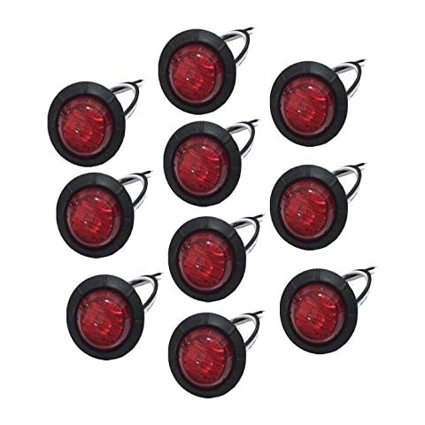 Mengbaobao MBB 1 1/4 inch Truck Bus Boat Trailer Red Side Marker Indicators Light Lamp 6 LED Rear Truck Cab Marker (Pack of 10) Cover