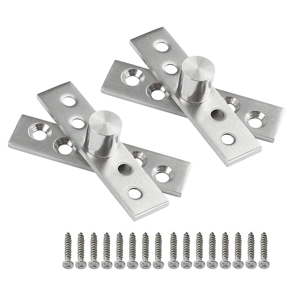 2Pcs 360° Door Pivot Hinge,Stainless Steel Rotation Hidden Door Centre Shaft Pivot Hinges,Heavy Duty Concealed Rotating Hinge (75 x 17 mm)